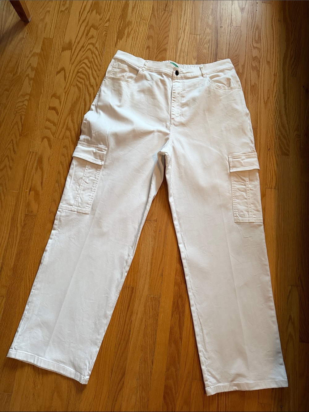 United Colors Of Benetton White Cargo Pants - Straight Leg